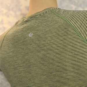 lululemon athletica Green Striped Short Sleeve Tee